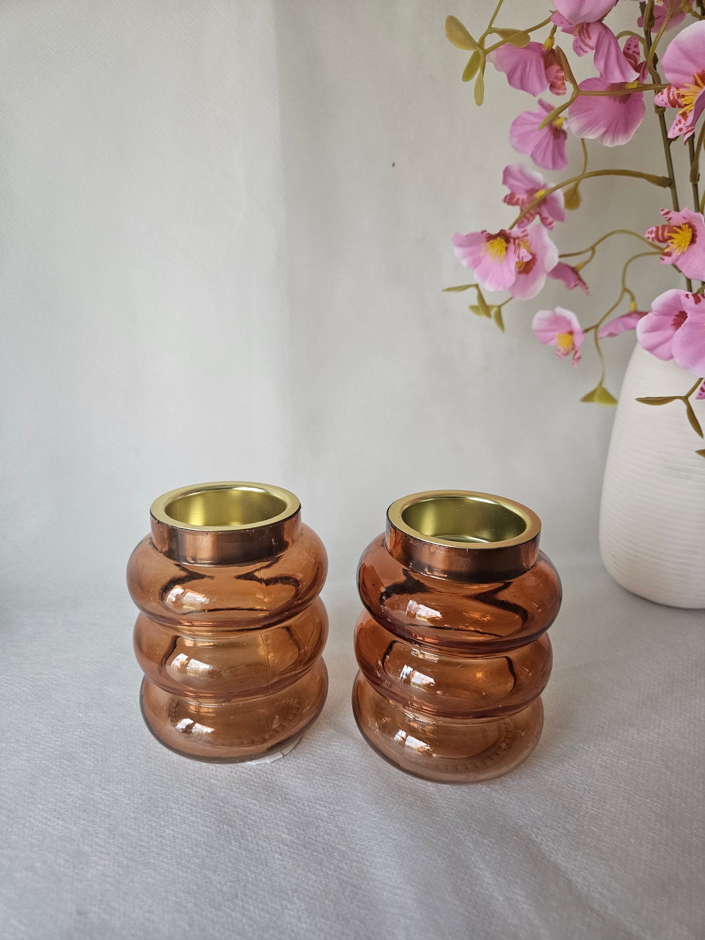 Stiklinės arbatinių žvakučių žvakidės